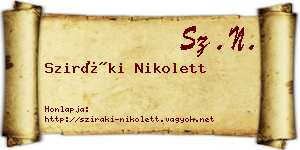 Sziráki Nikolett névjegykártya